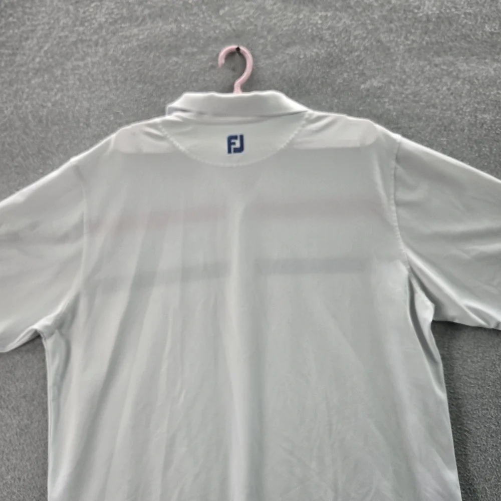 Footjoy Men Polo XL White Logo Embroidery‎ Striped Activewear Short Sleeve